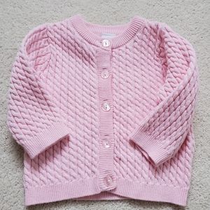 Little Me Baby Girls Pink Cableknit Button-up Cardigan Sweater sz3m